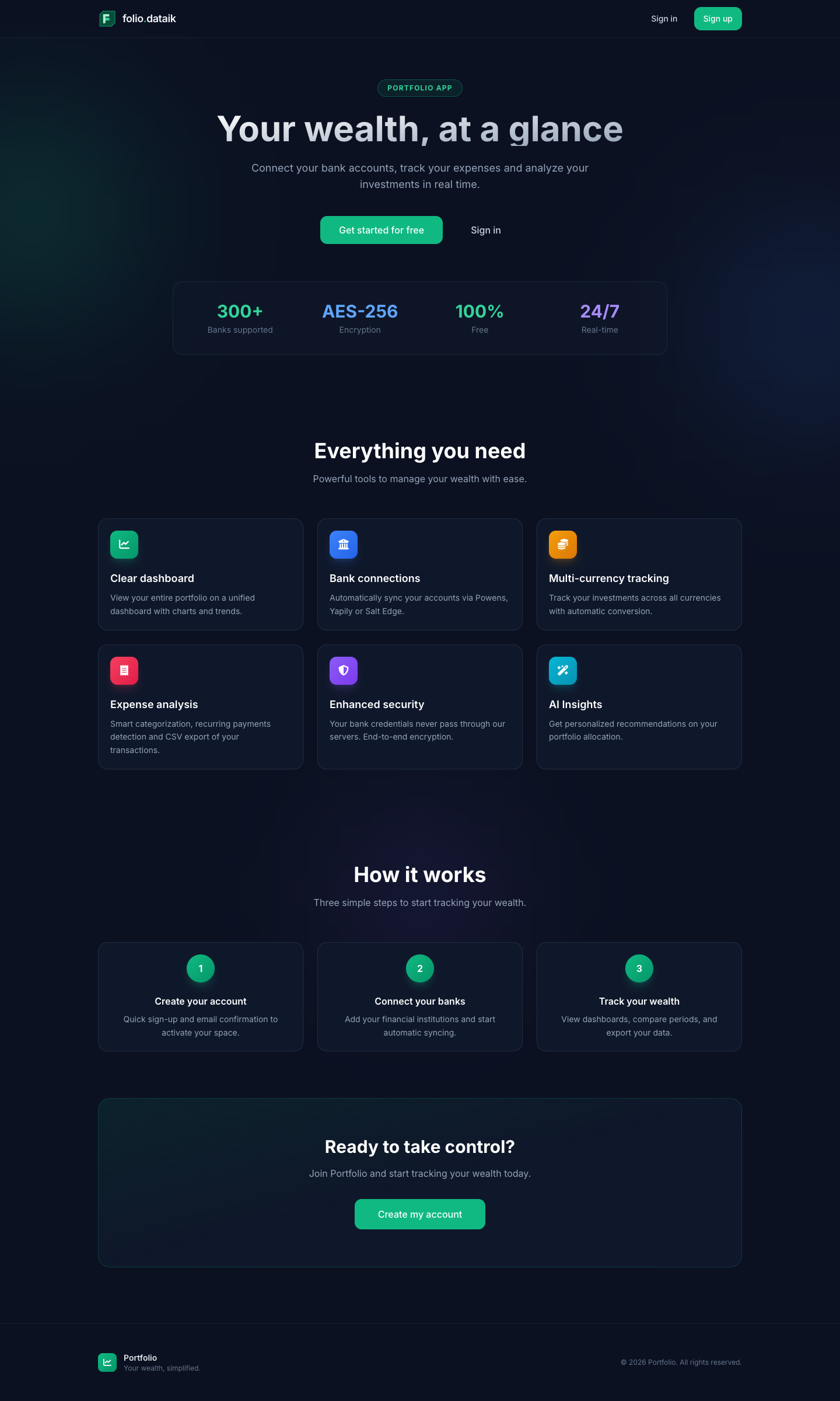 Capture d’écran de yourfolio
